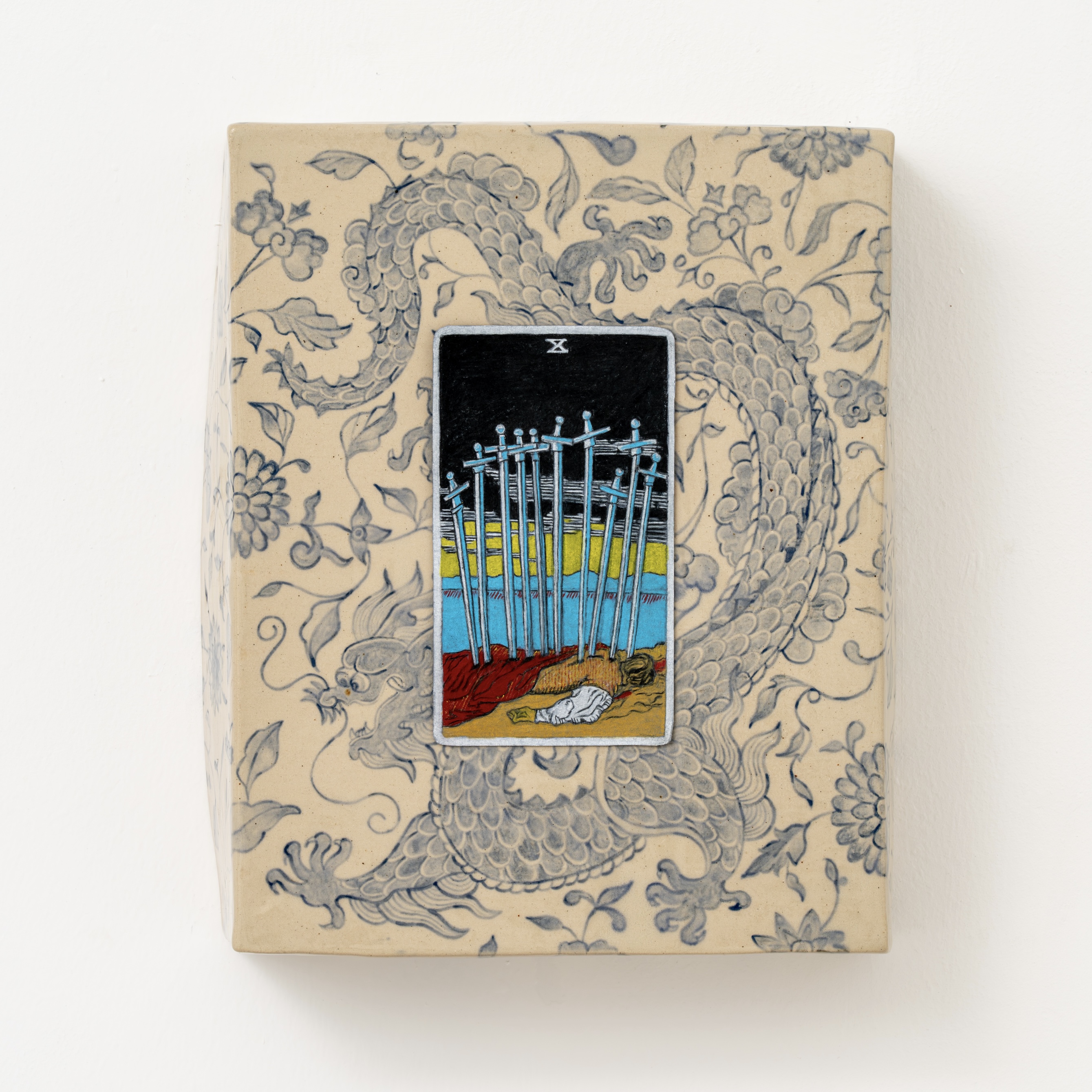 A cover of a tarot card and a dragon