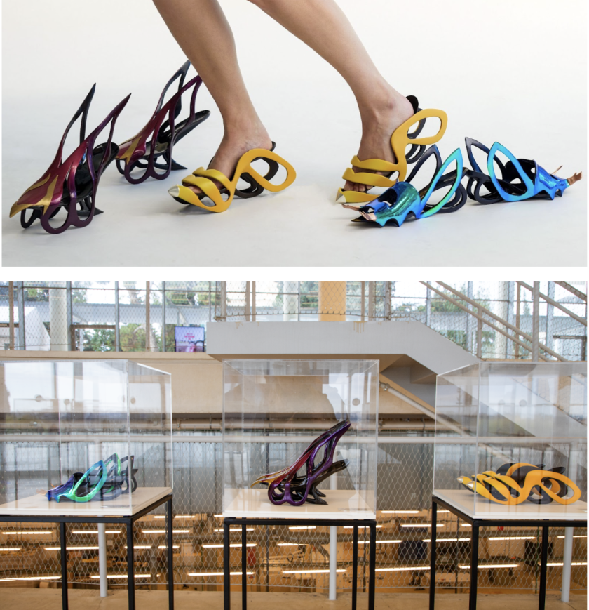 אופיר קרטס, מטמורפוזה, פרויקט גמר, 2023 | צילום הצבה מתוך התערוכה  OUTSTANDING | תערוכת נעליים פורצות דרך